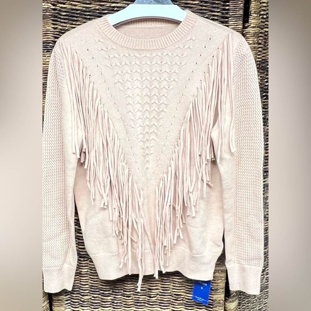 Chou Yatou- Fringe Detail Pink Sweater, New with tags-‎ Size:Small